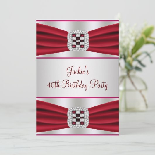 Red Diamond 40e verjaardag uitnodiging (Staand voorkant)