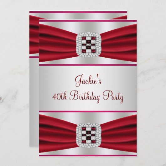 Red Diamond 40e verjaardag uitnodiging (Voorkant / Achterkant)