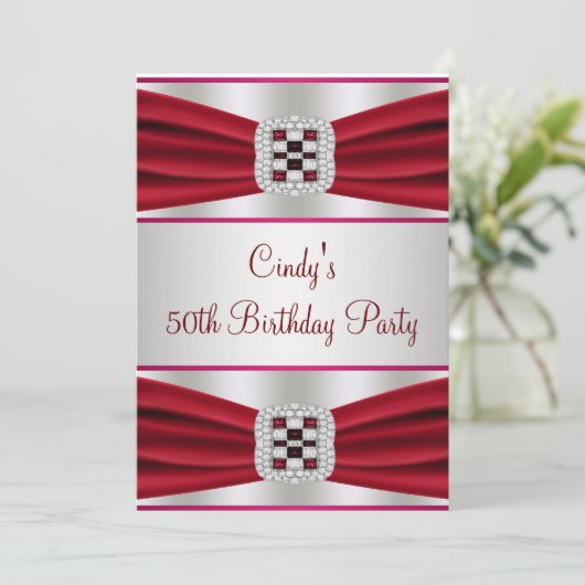 Red Diamond 50e verjaardag Kaart (Staand voorkant)
