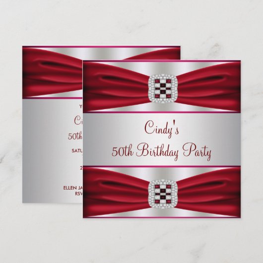 Red Diamond 50e verjaardag Kaart (Voorkant / Achterkant)