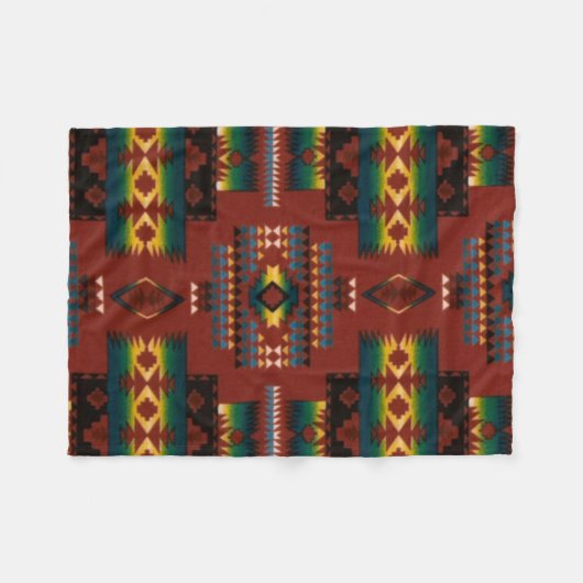 RED Diamond Aztec Print Fleece Deken (Voorkant (Horizontaal))