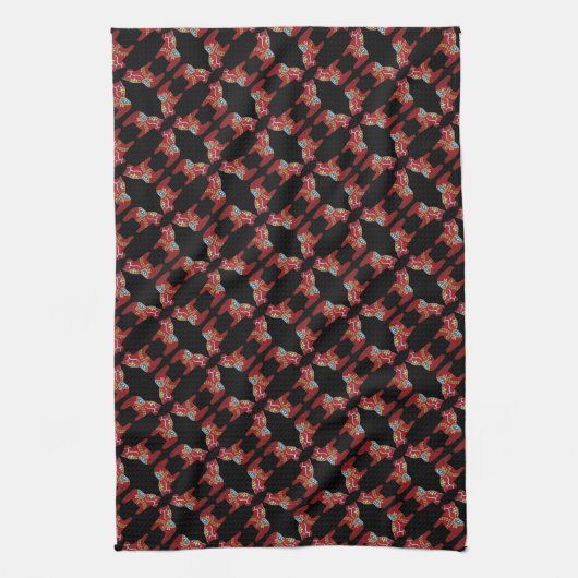Red Diamond Dala Horses Dishtowel Theedoek (Verticaal)