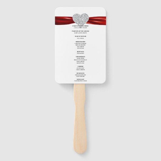 Red Diamond Heart Trouwprogramma Handwaaier (Achterkant)