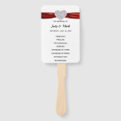 Red Diamond Heart Trouwprogramma Handwaaier (Voorkant)