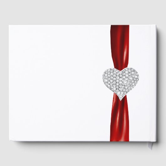 Red Diamond Heart Wedding Guestbook Gastenboek (Achterkant)