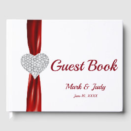 Red Diamond Heart Wedding Guestbook Gastenboek