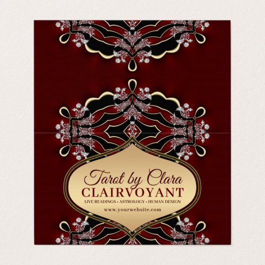 Red Diamond Love Goddess Temple Tarot Visitekaartje (Buitenkant ongevouwen)