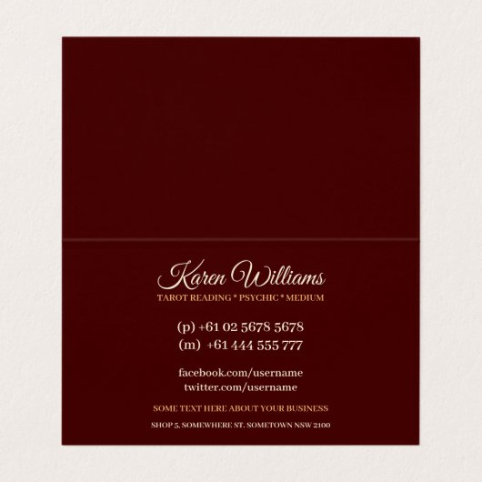 Red Diamond Love Goddess Temple Tarot Visitekaartje (Binnenkant ongevouwen)