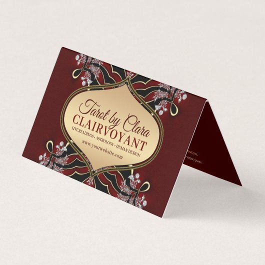 Red Diamond Love Goddess Temple Tarot Visitekaartje (Voorkant)