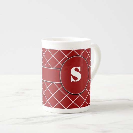 Red Diamond Monogrammed Porselein Kop (Voorkant rechts)