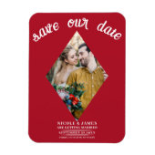 Red Diamond Photo Wedding Sla de datum op Magneet (Verticaal)