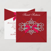 Red Diamond Red Sweet 16 Verjaardagsfeest Kaart (Voorkant / Achterkant)