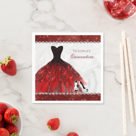 Red Diamond Sparkle Glam Quinceañera Servet (Insitu)