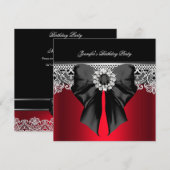 Red Diamonds Afbeelding Birthday Party Black Kaart (Voorkant / Achterkant)