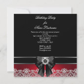 Red Diamonds Afbeelding Birthday Party Black Kaart (Achterkant)