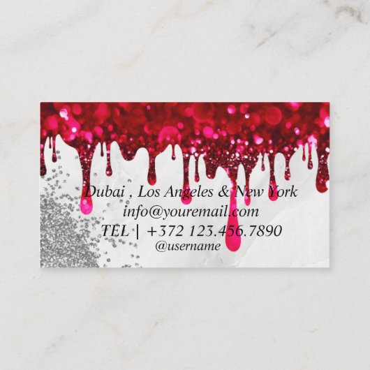 Red Diamonds Bokeh Hair Sparking Visitekaartje (Achterkant)