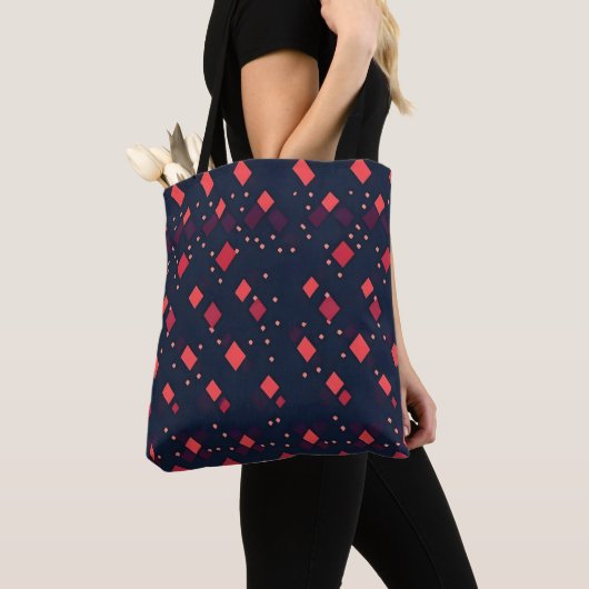 Red Diamonds Patroon Tote Bag (Dichtbij)