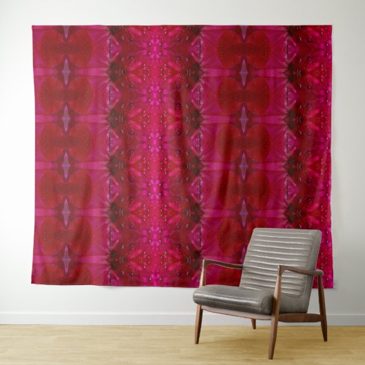 Red Dianthus Ikat 5 Wandkleed (In Situ (horizontaal))