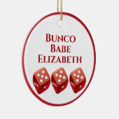 Red Dice Bunco Kerstmis Keramisch Ornament (Rechts)