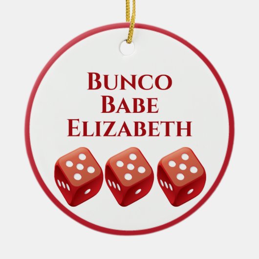 Red Dice Bunco Kerstmis Keramisch Ornament (Voorkant)