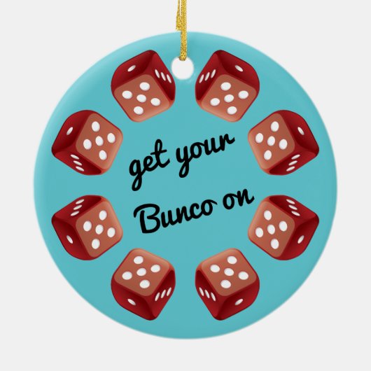 Red Dice Circle - Uw eigen bericht toevoegen Keramisch Ornament (Achterkant)