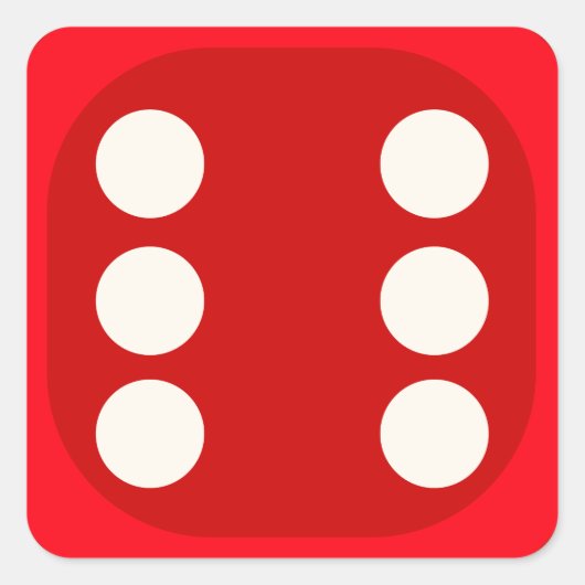 Red Dice Die Roll Zes Vierkante Seal Sticker (Voorkant)
