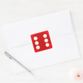 Red Dice Die Roll Zes Vierkante Seal Sticker (Envelop)