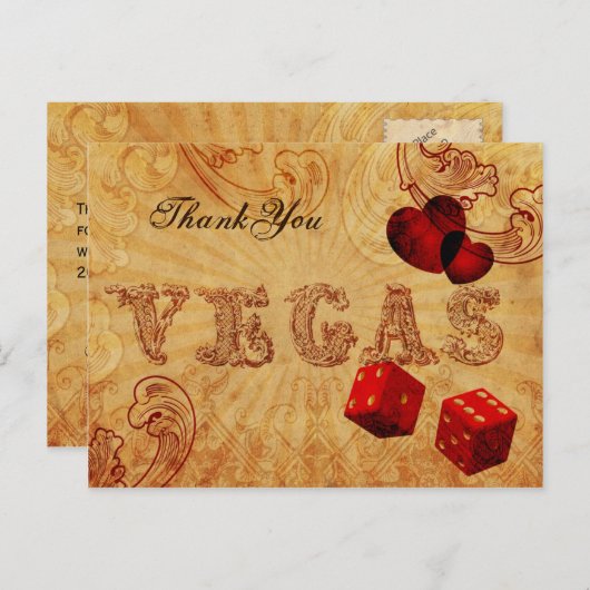 Red dice  Vegas Bedankt Briefkaart (Voorkant / Achterkant)