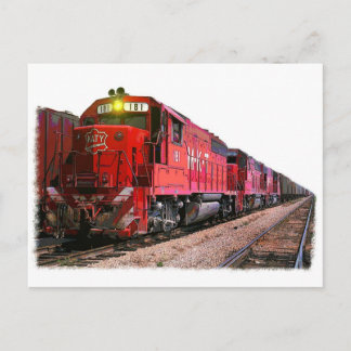 Red Diesel-locomotief & trein Briefkaart