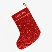 Red Digital Glitter & Sparkles Kleine Kerstsok (Achterkant (Hangend))