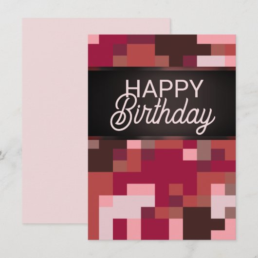 Red Digital Happy Birthday Kaart (Voorkant / Achterkant)