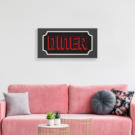 Red Diner Sign Canvas (Insitu (Woonkamer))