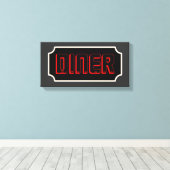 Red Diner Sign Canvas Afdruk (Insitu (Houten vloer))