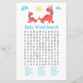 Red dinosaur Baby shower Word Search Game (Voorkant)