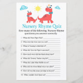 Red dinosaur Nursery Rhyme Quiz baby shower game (Voorkant)
