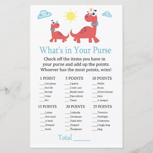 Red dinosaurus Wat zit er in je baby shower met ha (Voorkant)