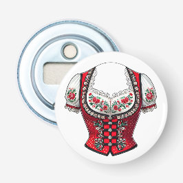 Red Dirndl Top For Folk Festival Button Flesopener