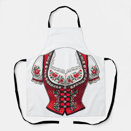 Red Dirndl Top voor Folk Festival Schort (Voorkant)