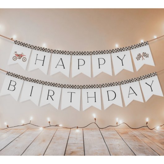 Red Dirt Bike Bunting Banner