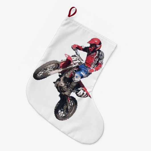 Red Dirt Bike Grote Kerstsok (Voorkant (Hangend))