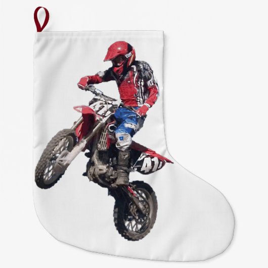 Red Dirt Bike Grote Kerstsok (Voorkant)