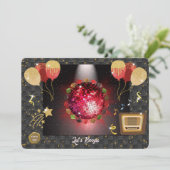 Red Disco Ball Afstudeerfeest Kaart (Staand voorkant)