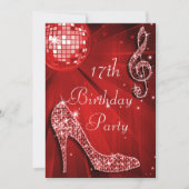 Red Disco Ball and Sparkle Heels 17th Birthday Kaart (Voorkant)