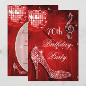 Red Disco Ball en Hakken 70e Verjaardag Kaart (Voorkant / Achterkant)