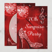 Red Disco Ball en Hakken 70e Verrassingsverjaardag Kaart (Voorkant / Achterkant)