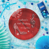 Red Disco Ball en Heels 50th Birthday Papieren Bordje (Feest)