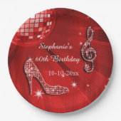 Red Disco Ball en Heels 60th Birthday Papieren Bordje (Voorkant)