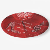 Red Disco Ball en Heels 95th Birthday Papieren Bordje (Gekanteld)