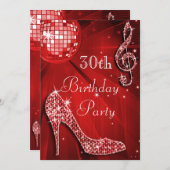 Red Disco Ball en Sparkle Heels 30e verjaardag Kaart (Voorkant / Achterkant)