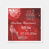 Red Disco Ball en Sparkle Heels 55e Servetten (Voorkant)